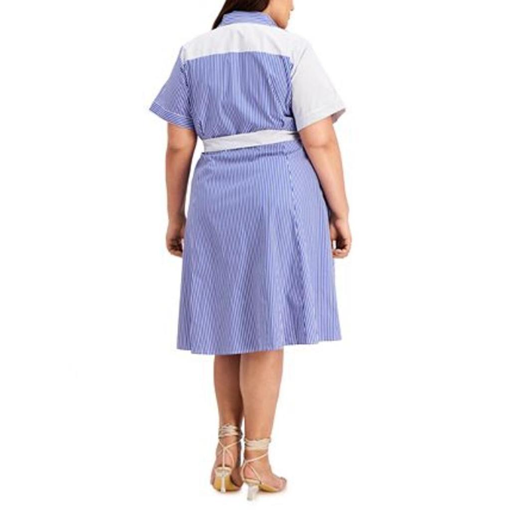 商品Calvin Klein|Plus Womens Collared Midi Shirtdress,价格¥463,第4张图片详细描述