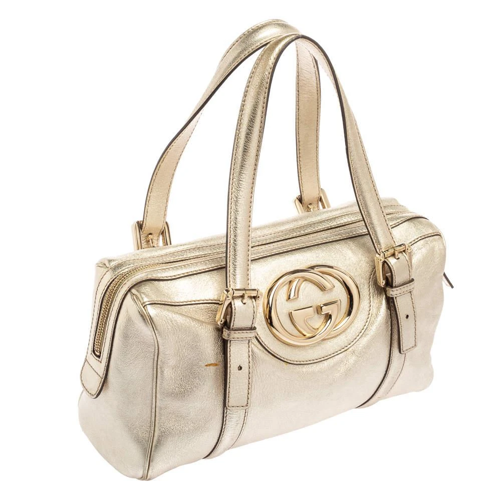 商品[二手商品] Gucci|Gucci Metallic Gold Leather Britt Boston Bag,价格¥4455,第3张图片详细描述