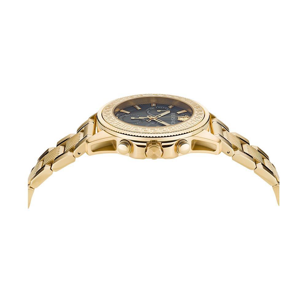 商品Versace|Men's Swiss Chronograph Greca Action Gold Ion Plated Stainless Steel Bracelet Watch 45mm,价格¥11767,第4张图片详细描述