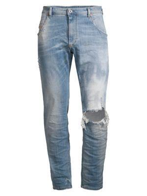 Krooley Distressed Tapered Jeans商品第5张图片规格展示