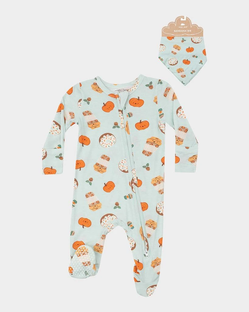 商品Angel Dear|Kid's Pumpkin Spice Latte Footie W/ Bandana Bib, Size Newborn-9M,价格¥263,第1张图片