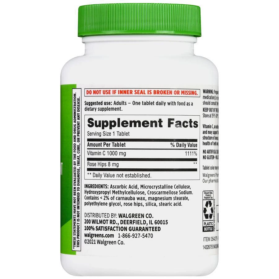 商品Walgreens|Vitamin C 1000 mg Tablets,价格¥89,第3张图片详细描述