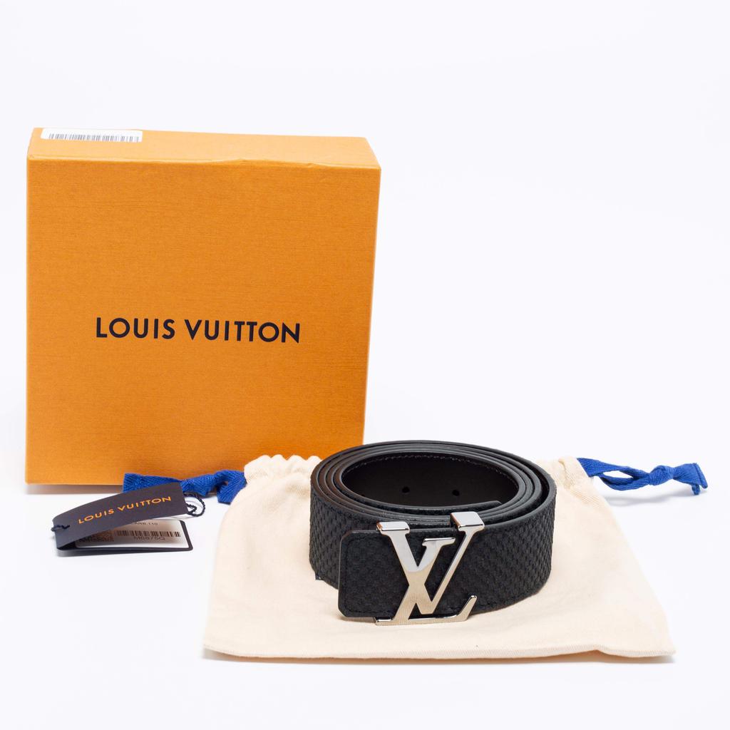 Louis Vuitton Dark Blue Mini Damier Suede LV Initiales Belt 110CM