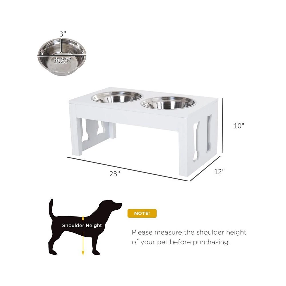 商品PawHut|10" Elevated Raised Dog Feeder Stainless Steel Double Bowl Food Water,价格¥472,第3张图片详细描述