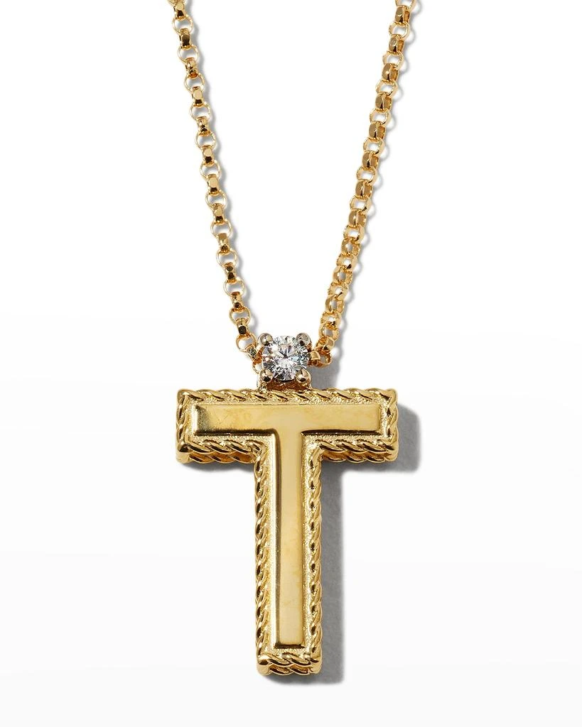 商品Roberto Coin|Princess 18K Yellow Gold Diamond Initial Necklace, T,价格¥8967,第1张图片