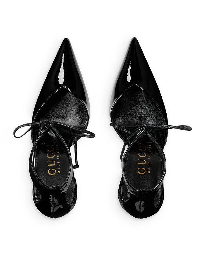 商品Gucci|Women's Pointed Toe Ankle Tie High Heel Pumps,价格¥7455,第5张图片详细描述