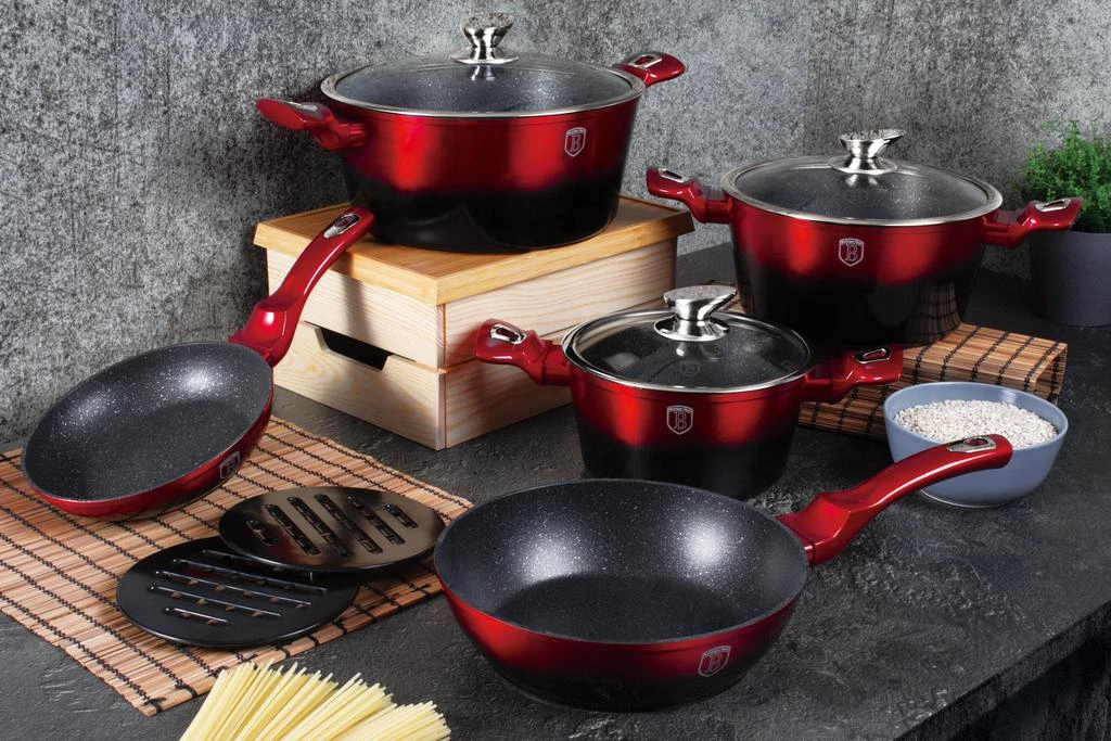 商品Berlinger Haus|10-Piece Kitchen Cookware Set Burgundy Noir Collection,价格¥644,第3张图片详细描述