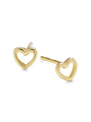 商品Shashi|14K Goldplated Sterling Silver Heart Stud Earrings,价格¥211,第1张图片