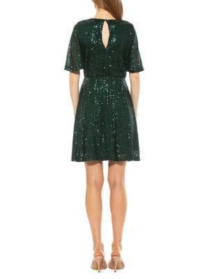 商品ALEXIA ADMOR|Oakless Sequin Fit & Flare Dress,价格¥574,第4张图片详细描述