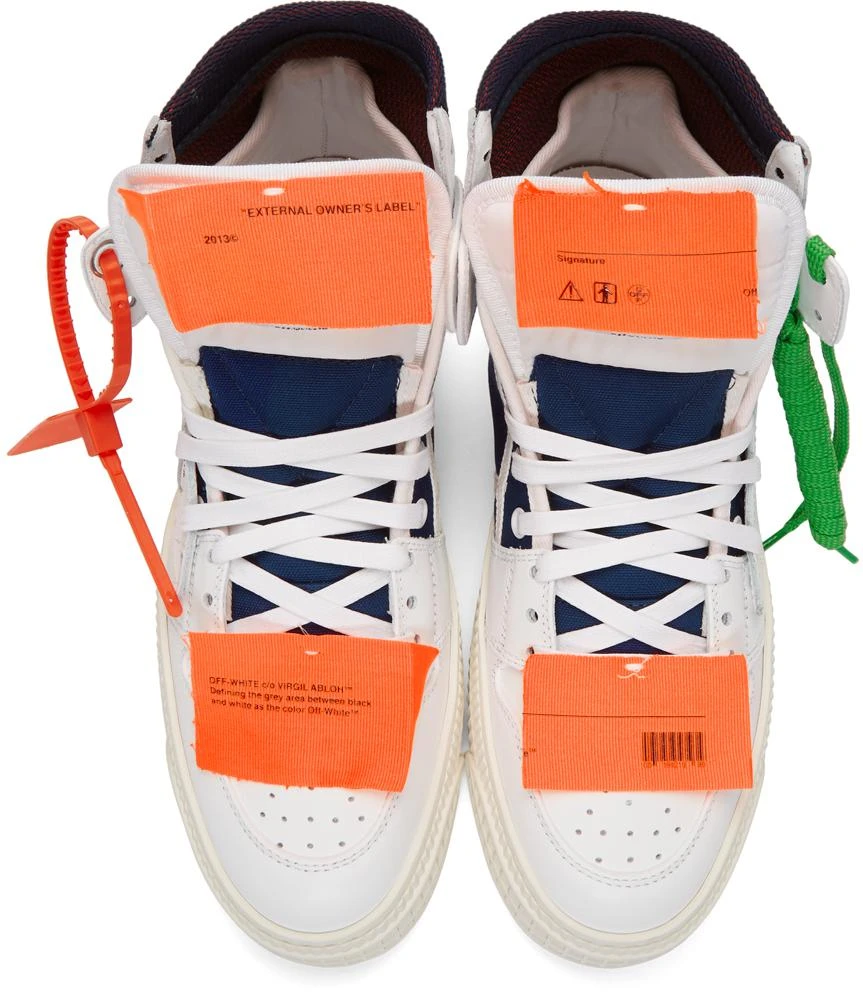 商品Off-White|White & Blue Low 3.0 Off-Court High-Top Sneakers,价格¥4787,第5张图片详细描述