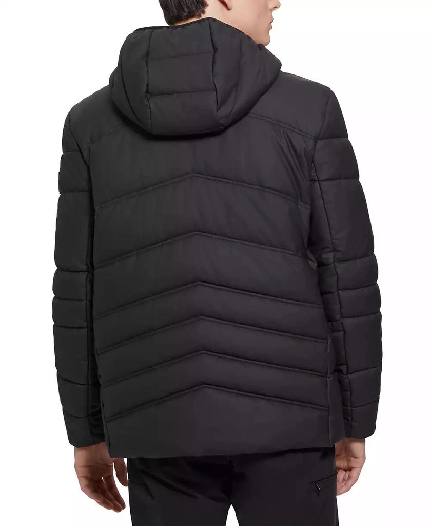 商品GUESS|Men's Quilted Faux Leather Hooded Jacket,价格¥692,第2张图片详细描述