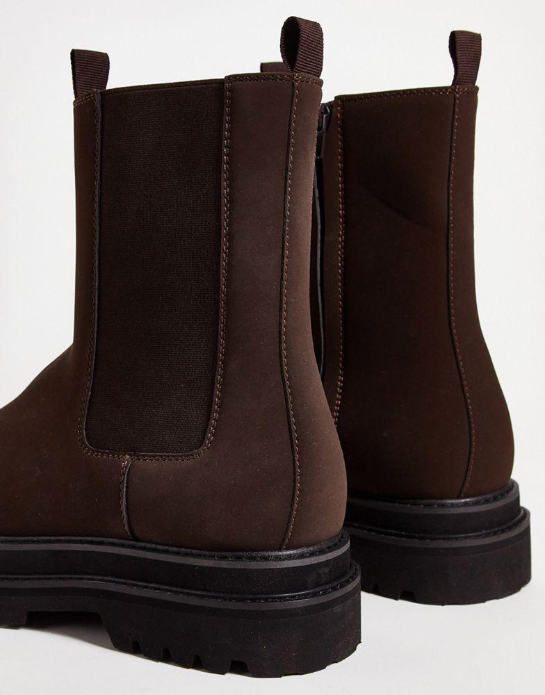 ASOS DESIGN chunky calf boot in brown faux leather商品第4张图片规格展示