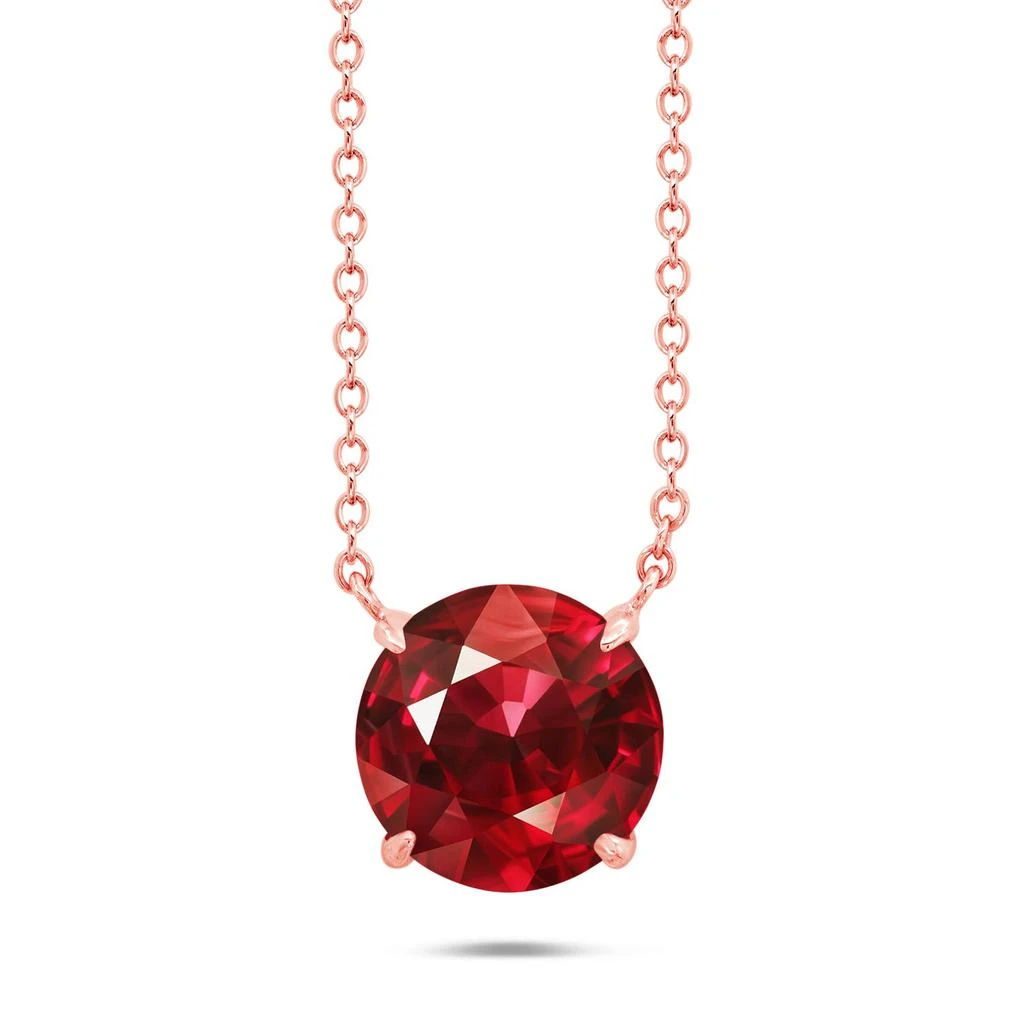 商品Nicole Miller|Sterling Silver and 14k Rose Gold Overlay Gemstone Round Solitaire Pendant Necklace on 18 Inch Adjustable Chain,价格¥398,第1张图片