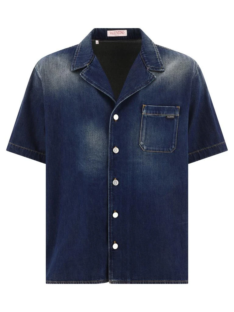 商品Valentino|Cotton Bowling Shirt In Denim Chambray Shirts Blue,价格¥3065,第1张图片