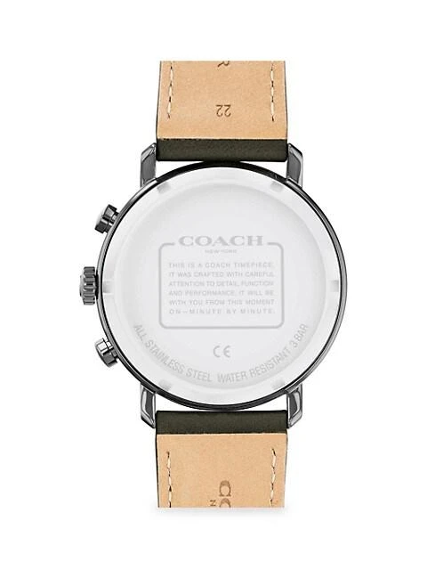 商品Coach|Harrison Ionic Plated Leather Strap Watch,价格¥2196,第4张图片详细描述