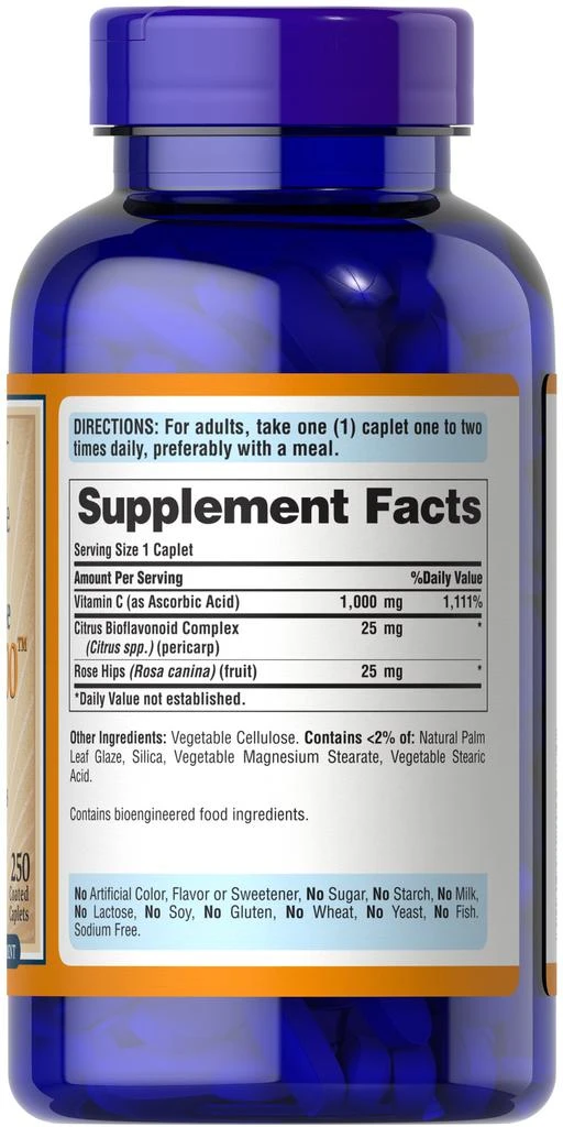 商品Puritan's Pride|Vitamin C-1000 mg with Rose Hips Timed Release 250 Caplets,价格¥412-¥823,第5张图片详细描述