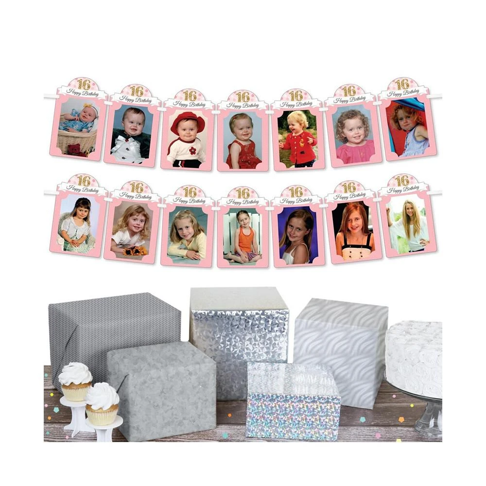 商品Big Dot of Happiness|Sweet 16 - DIY 16th Birthday Party Decor - Picture Display - Photo Banner,价格¥119,第3张图片详细描述