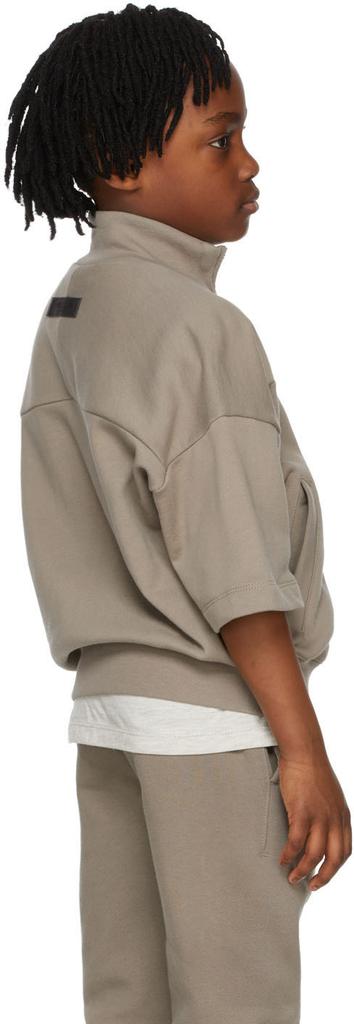 Kids Taupe Short Sleeve Zip Sweatshirt商品第4张图片规格展示