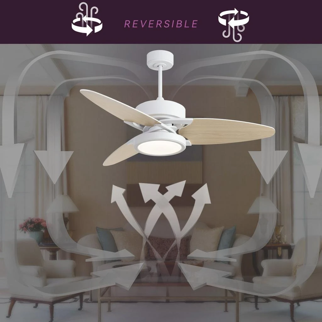 52 In Light wood Ceiling Fan Lighting 商品