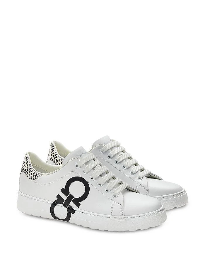 商品Salvatore Ferragamo|Women's Gancini Logo & Python Lace Up Low Top Sneakers,价格¥5672,第1张图片