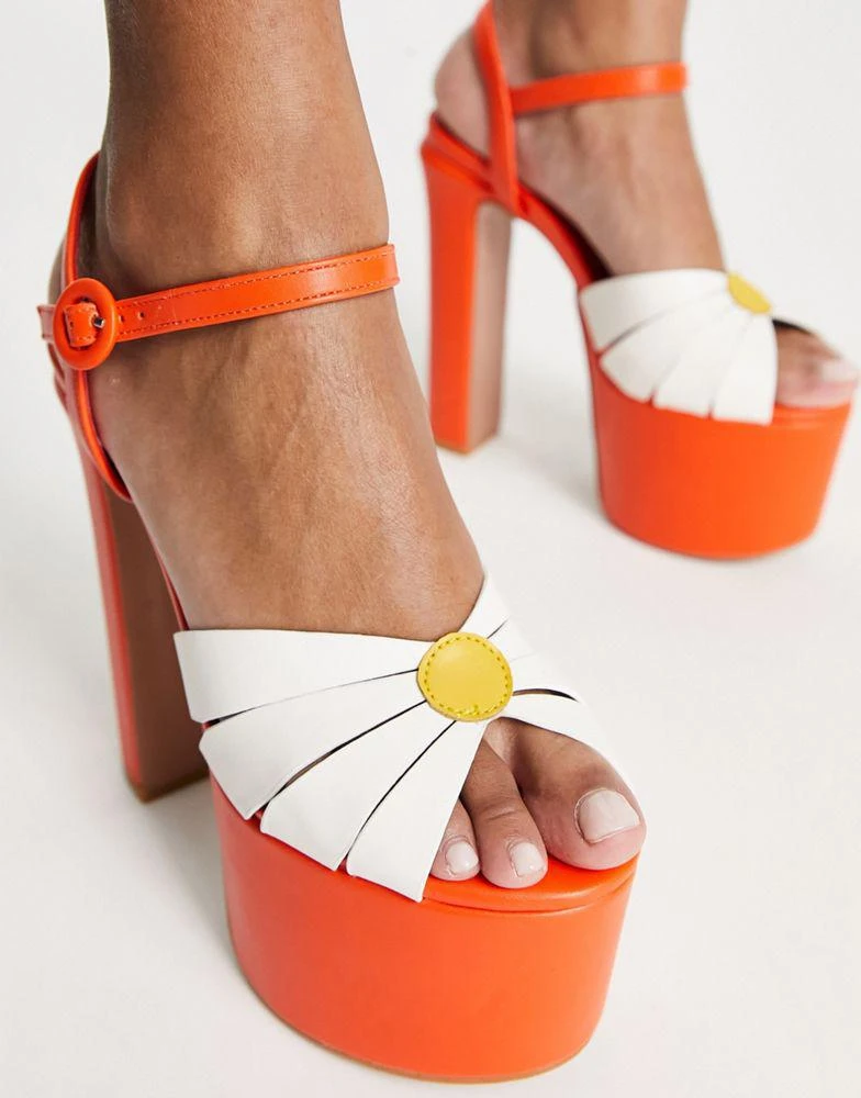 商品Daisy Street|Daisy Street platform heeled sandals in orange,价格¥93,第3张图片详细描述