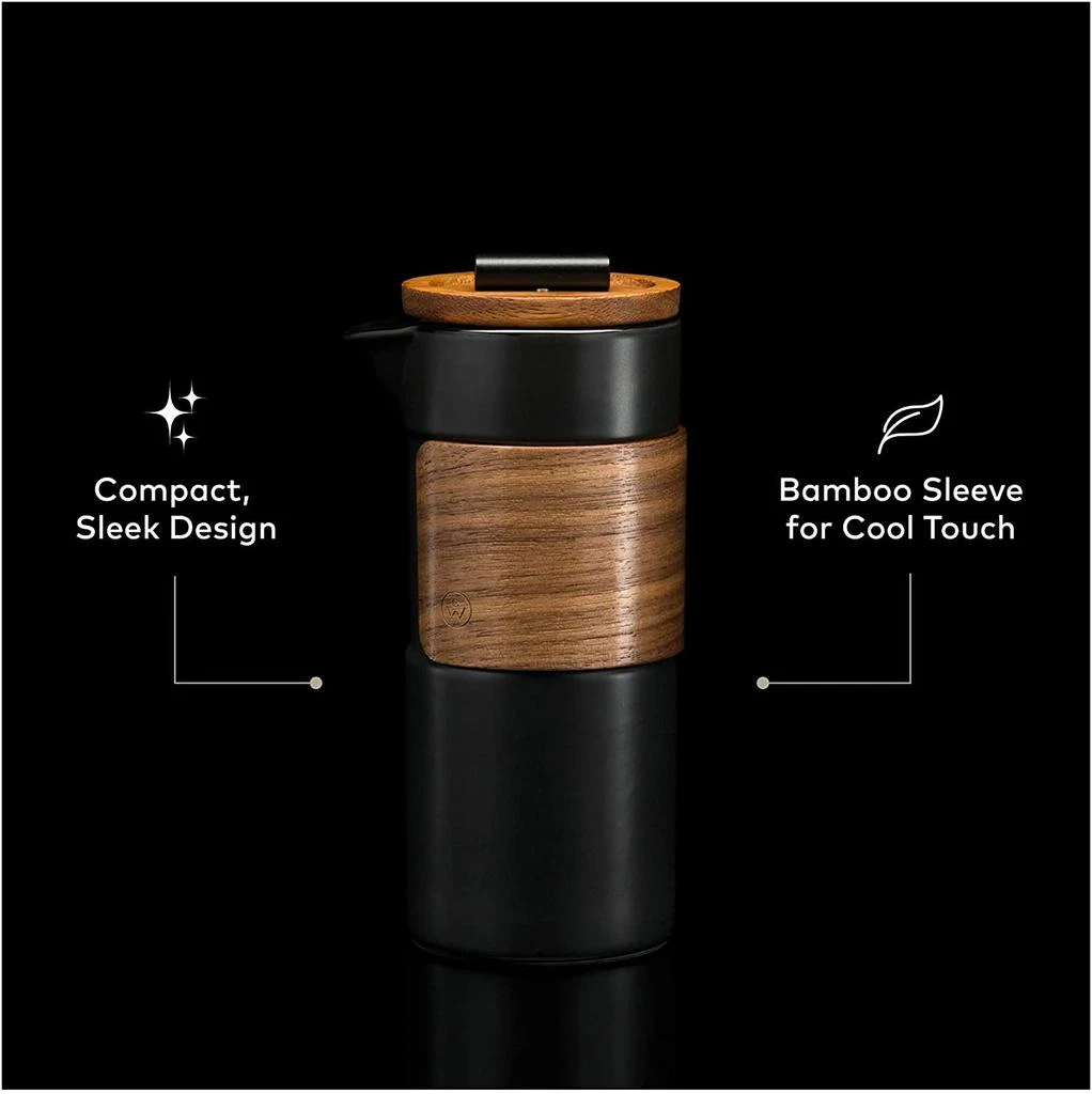 商品ChefWave|Artisan Series Travel French Press Coffee Maker with Bamboo Lid (Black),价格¥382,第5张图片详细描述