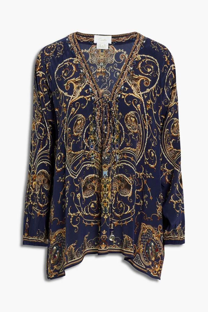 商品Camilla|Lace-up printed silk crepe de chine top,价格¥753,第3张图片详细描述