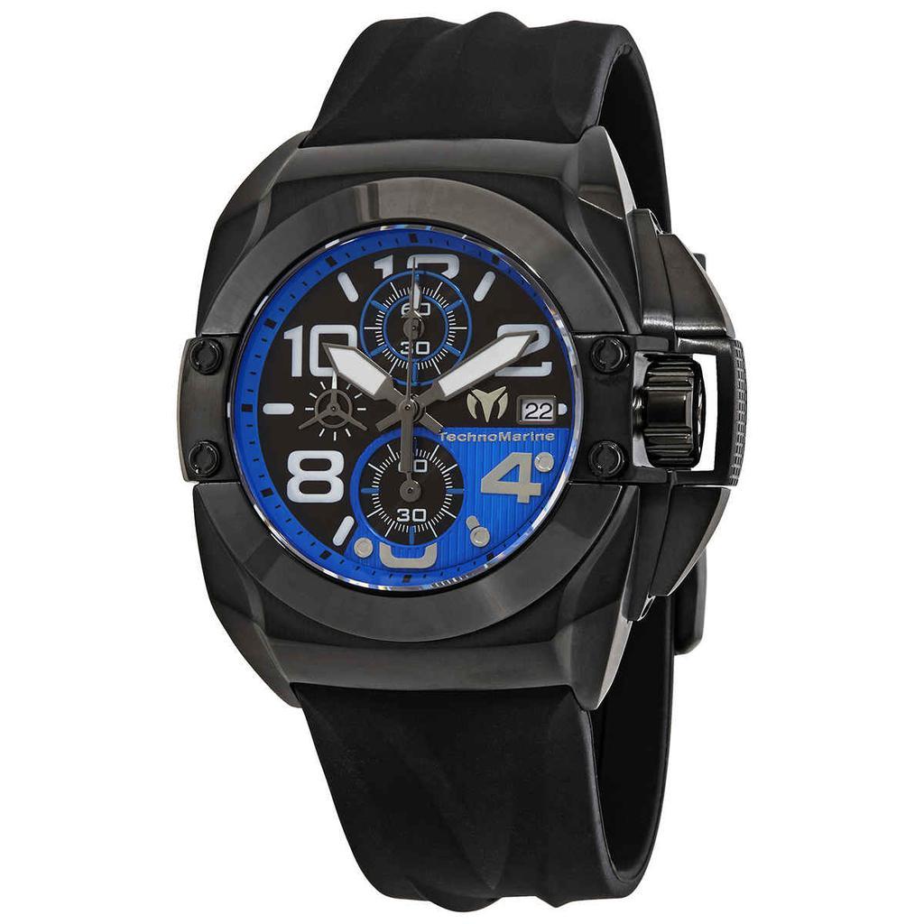商品TechnoMarine|Reef Black Chronograph Quartz Black and Blue Dial Mens Watch TM-515016,价格¥969,第1张图片