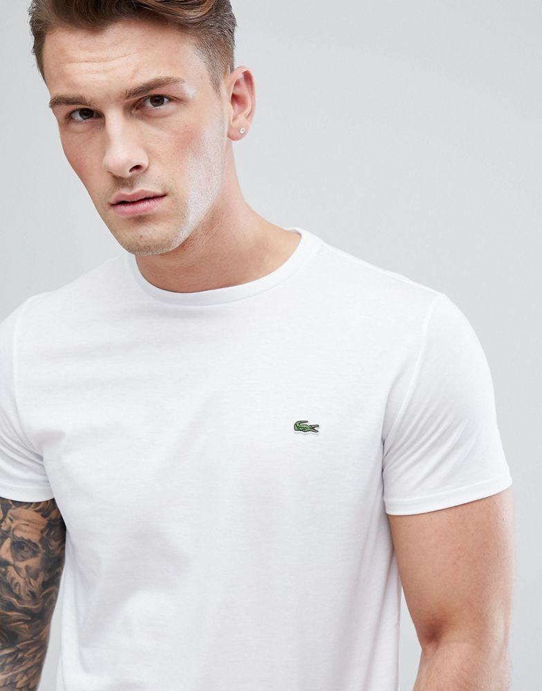 Lacoste logo pima cotton t-shirt in white商品第1张图片规格展示