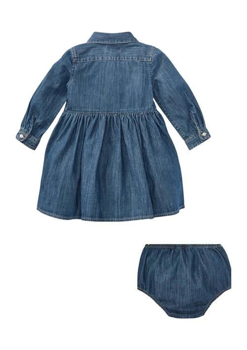 商品Ralph Lauren|Lauren Childrenswear Infant Girls Denim Shirtdress And Bloomer,价格¥447,第2张图片详细描述