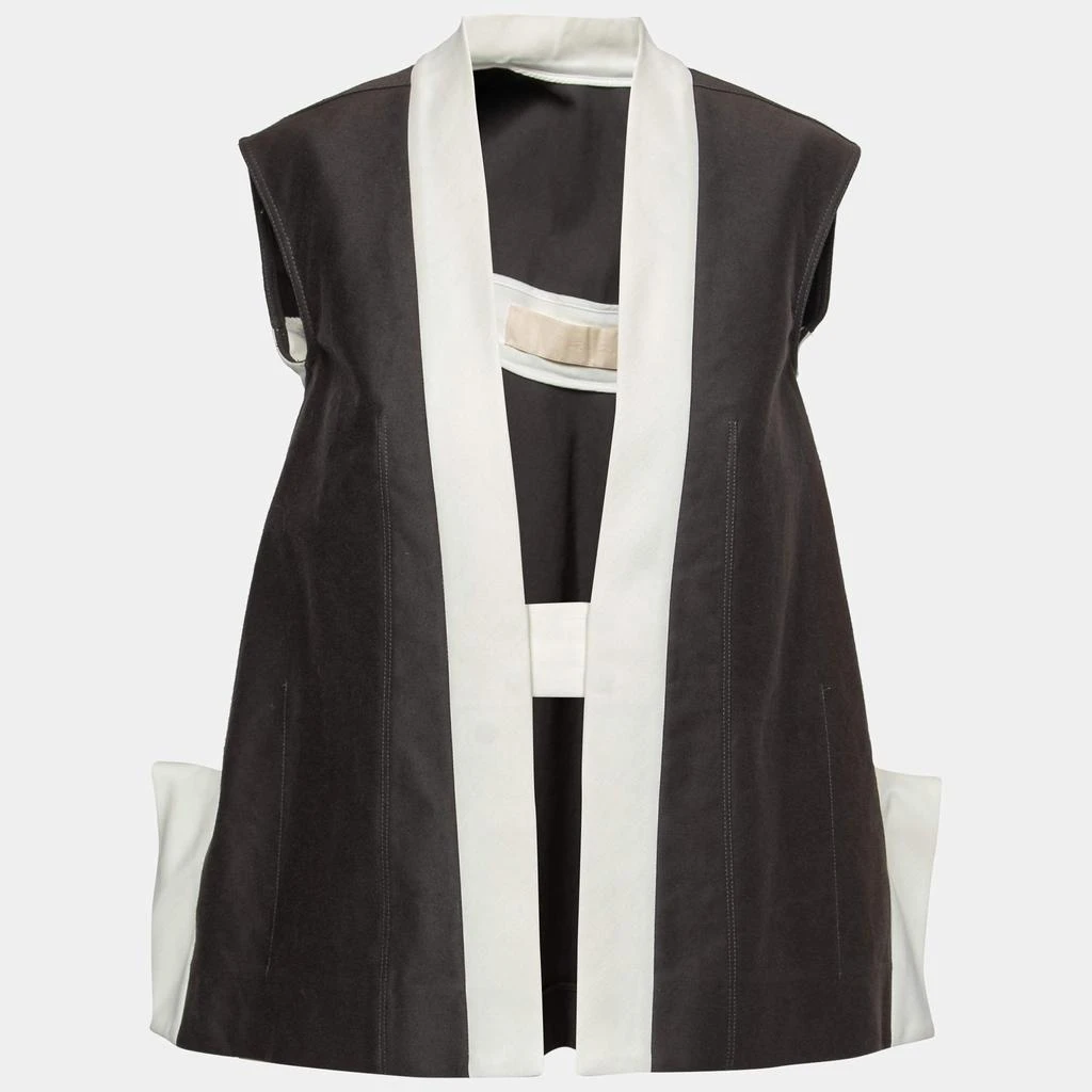 商品[二手商品] Rick Owens|Rick Owens Darkdust Brown Cotton Asymmetric Hem Contrast Trim Sleeveless Jacket S,价格¥1649,第1张图片