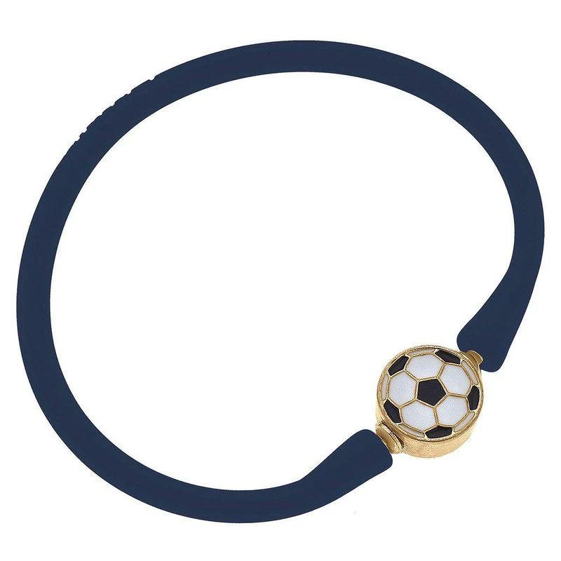 商品Canvas Style|Enamel Soccer Ball Silicone Bali Bracelet In Navy,价格¥212,第1张图片