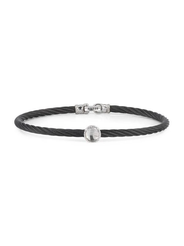 商品ALOR|Noir Stainless Steel and 18K White Gold Bangle Bracelet,价格¥1404,第1张图片