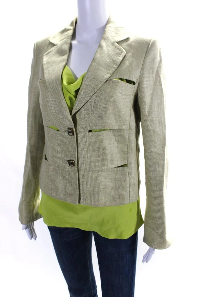 商品[二手商品] Escada|Women's Collared Long Sleeves Unlined Two Piece Blazer Set Green,价格¥572,第3张图片详细描述