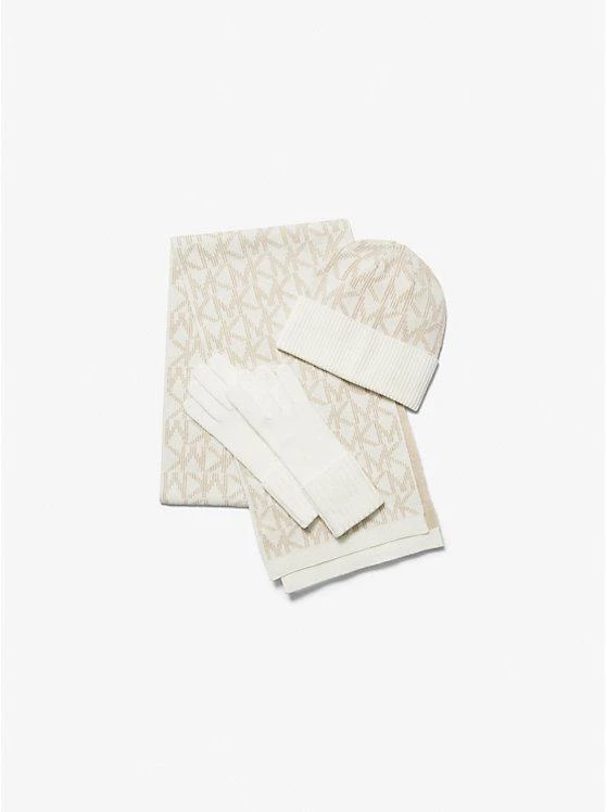 商品Michael Kors|Logo Jacquard Scarf, Beanie and Gloves Gift Set,价格¥1179,第1张图片
