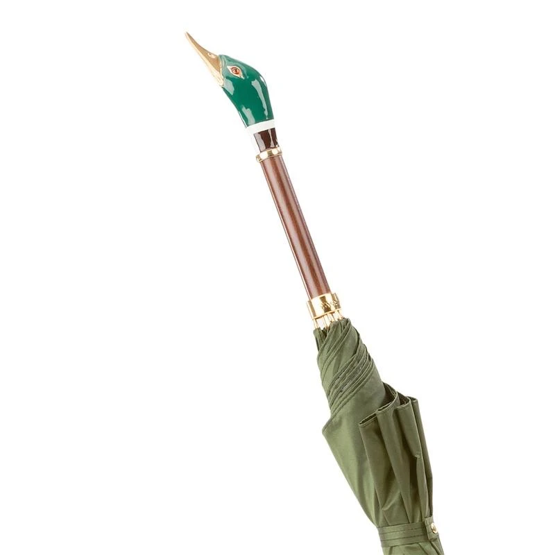 商品PASOTTI|Pasotti 葩莎帝 彩绘野鸭子手柄自动长柄伞-绿色,价格¥3820,第4张图片详细描述