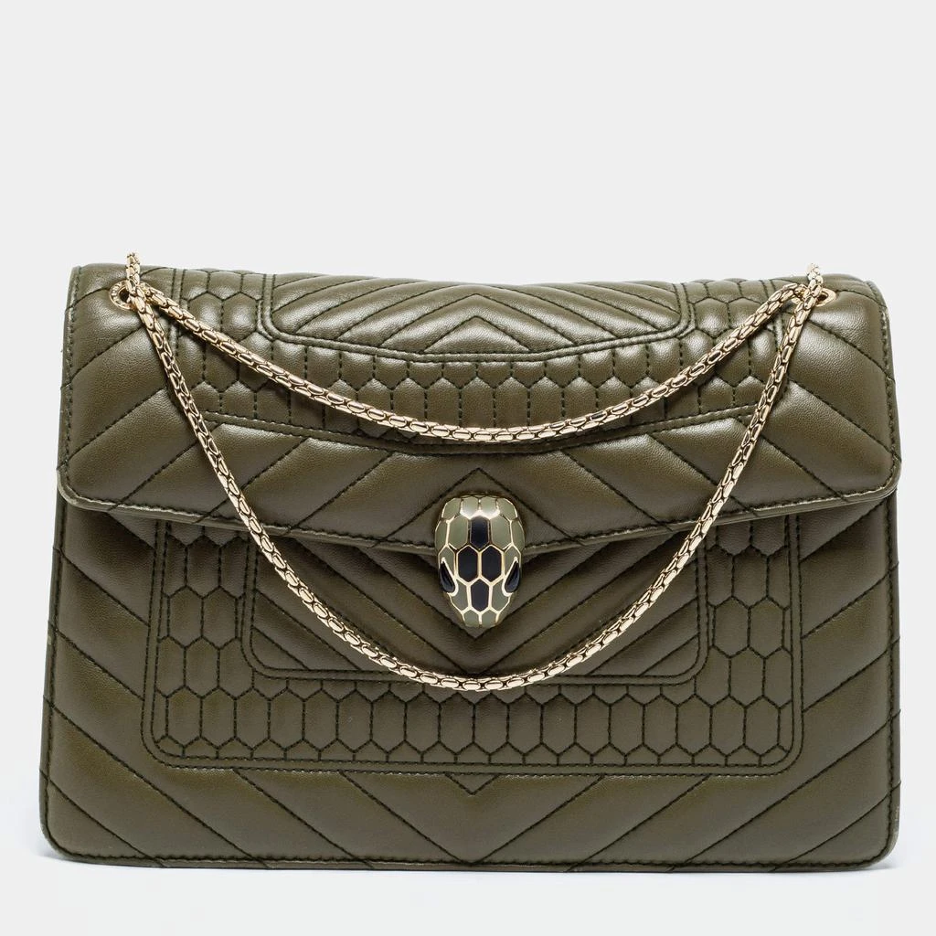 商品[二手商品] BVLGARI|Bvlgari Olive Green Quilted Scaglie Leather Medium Serpenti Forever Shoulder Bag,价格¥9667,第1张图片