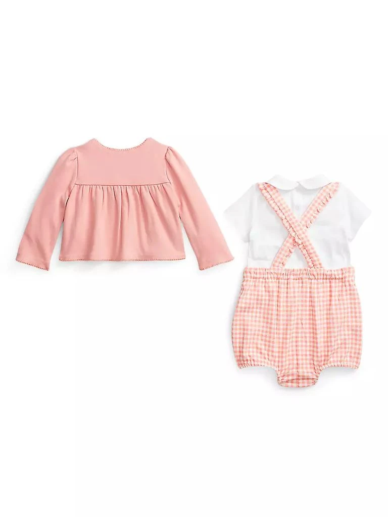 商品Ralph Lauren|Baby Girl's 3-Piece Cardigan, Bodysuit &amp; Gingham Print Romper Set,价格¥362,第3张图片详细描述