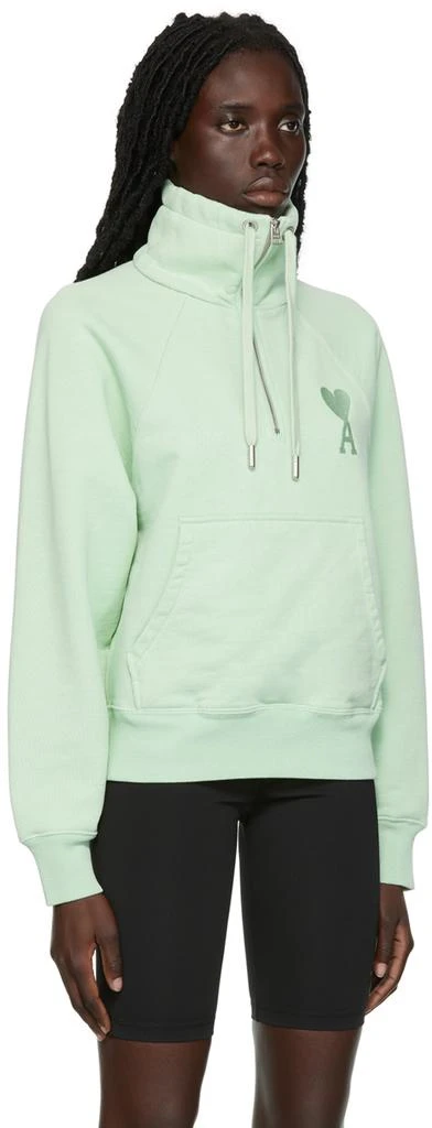 AMI Paris Green Ami de Cœur Half-Zip Sweatshirt 2