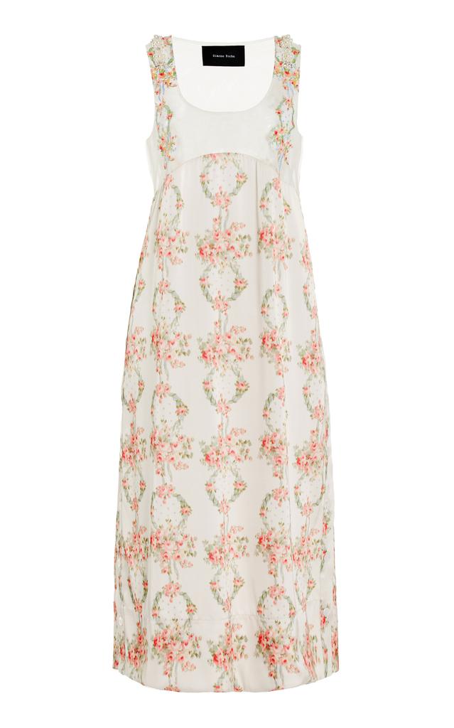 Simone Rocha - Women's Tulle and Floral Jersey Midi Slip Dress - Multi - UK 6 - Moda Operandi商品第1张图片规格展示