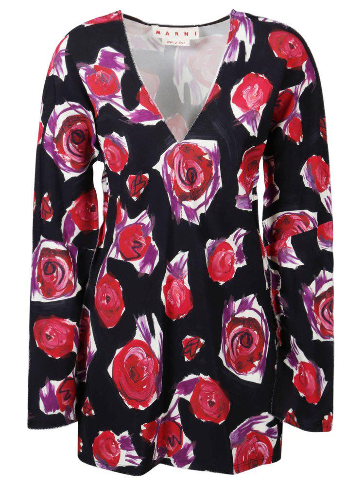 Marni Rose Printed Cady Long Shirt商品第1张图片规格展示