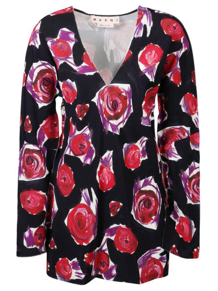 商品Marni|Marni Rose Printed Cady Long Shirt,价格¥3142-¥3625,第1张图片