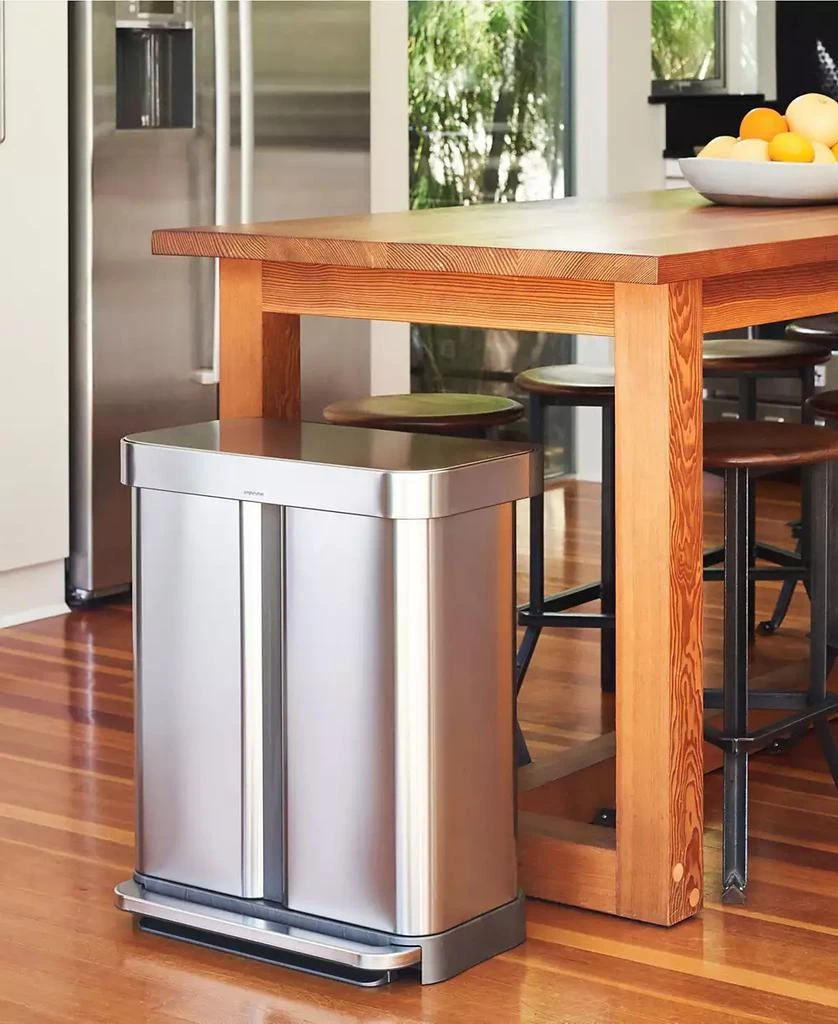 商品simplehuman|Brushed Stainless Steel 58L Dual Compartment  Recycler,价格¥1508,第2张图片详细描述