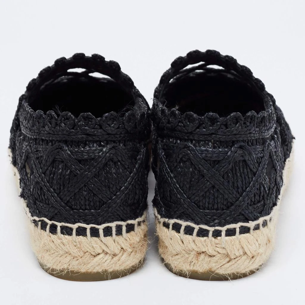商品Chanel|Chanel Black Woven Raffia and Grosgrain Fabric CC Cap Toe Flat Espadrilles Size 38,价格¥4376,第5张图片详细描述