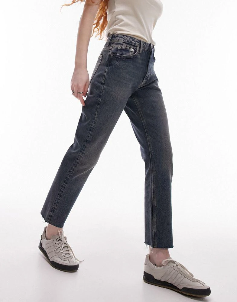 商品Topshop|Topshop mid rise straight jeans in deep sea,价格¥441,第3张图片详细描述