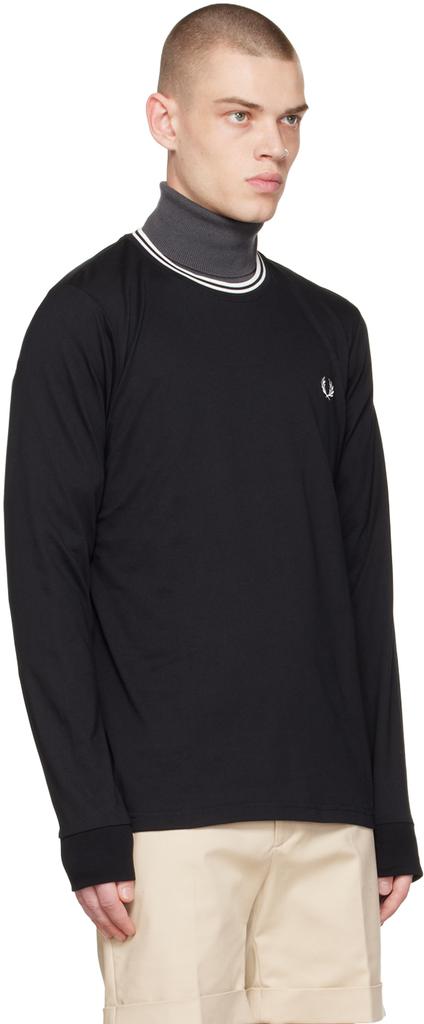 Black Twin Tipped Long Sleeve T-Shirt商品第2张图片规格展示