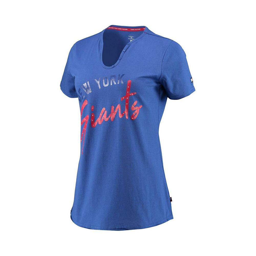 Women's Royal New York Giants Riley V-Neck T-shirt商品第3张图片规格展示