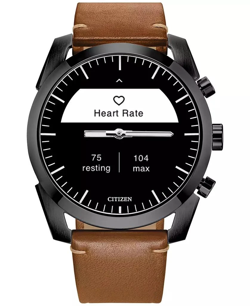 商品Citizen|Men's CZ Smart Hybrid Sport Brown Leather Strap Smart Watch 43mm,价格¥2511,第4张图片详细描述