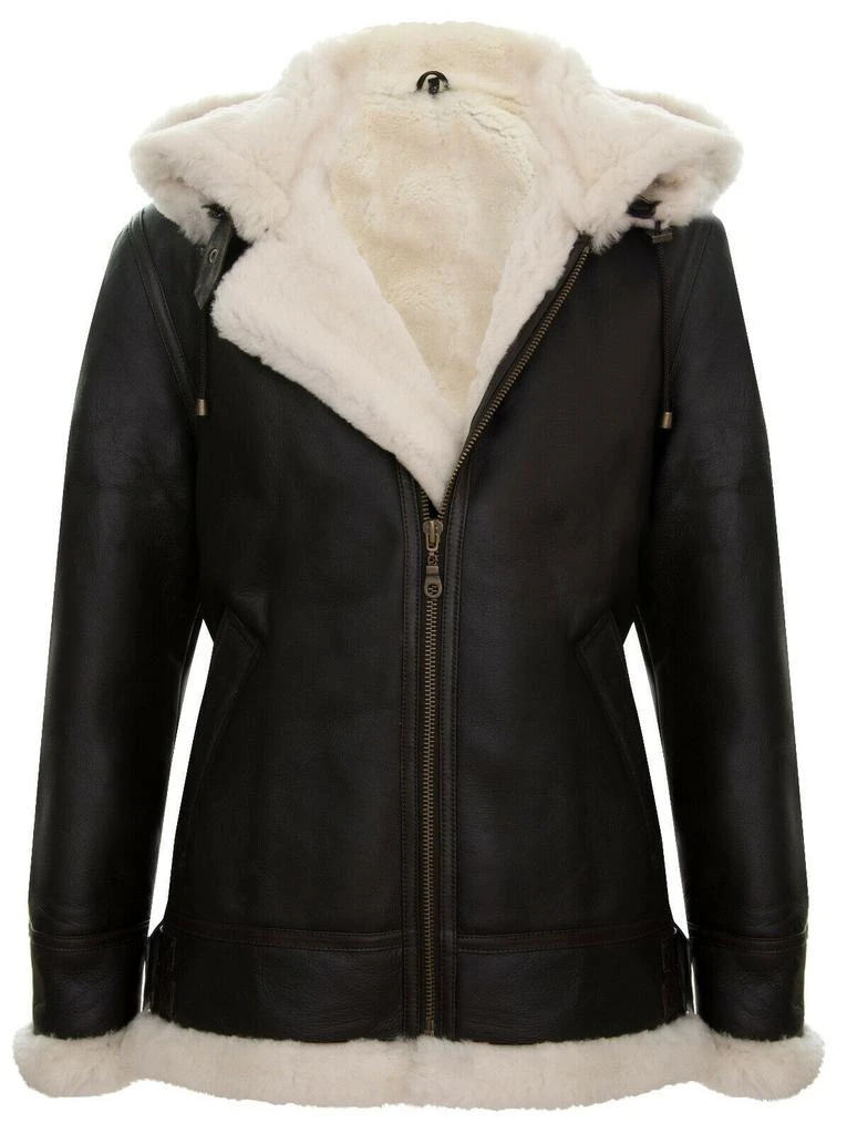 Mens Hooded Sheepskin Leather B3 Flying Jacket-Columbus 商品