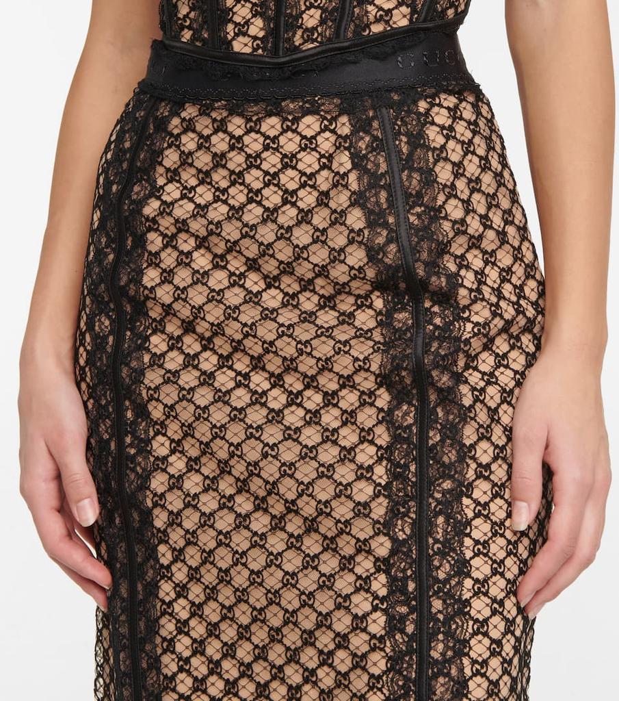 商品Gucci|GG绢网与蕾丝中长半身裙,价格¥17539,第6张图片详细描述